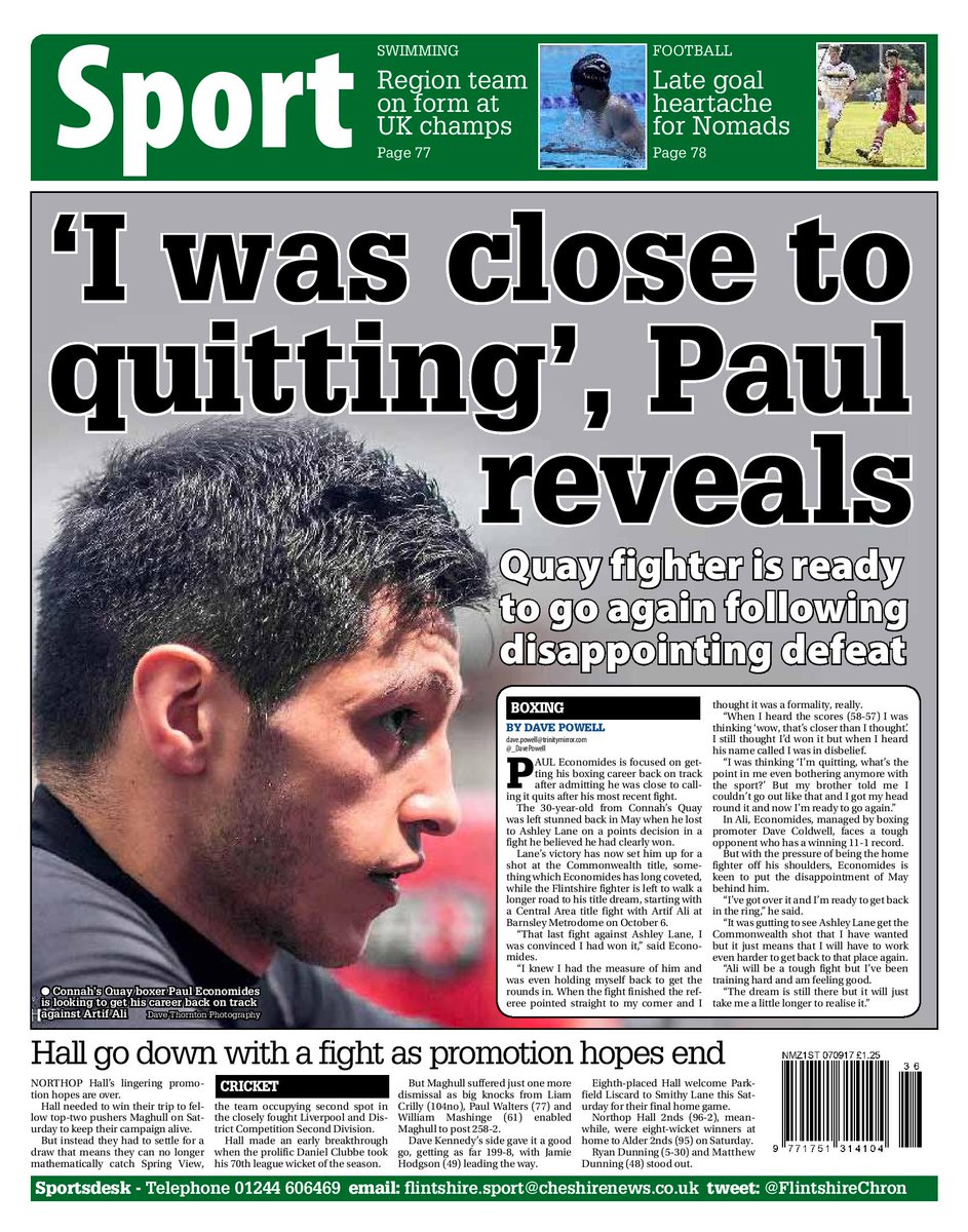 Cheshire Live Sport (@cheshirelivespt) on Twitter photo Good to see <a href="/PaulEconomides/">Paul Economides</a> getting back in the ring. He's the star of this week's <a href="/FlintshireChron/">Flintshire Live</a> back page. Good to see <a href="/PaulEconomides/">Paul Economides</a> getting back in the ring. He's the star of this week's <a href="/FlintshireChron/">Flintshire Live</a> back page.