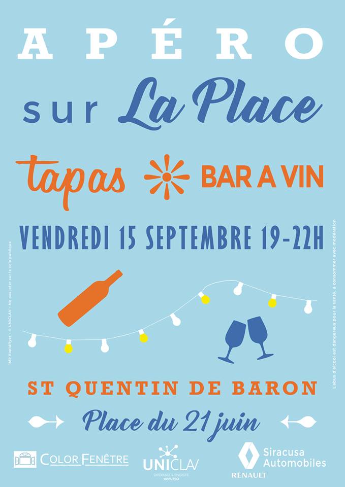 Uniclav's tweet photo. C'est la rentrée! Pour prolonger l'été, le club d'entreprises Uniclav (Entre-2-mers et Sud libournais) vous propose un apéro Vins et Tapas ! https://t.co/NTSDgIbCSC