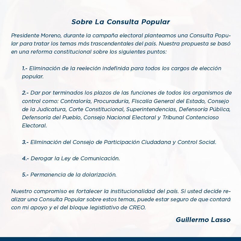 datos48's tweet photo. Cinco puntos que propone #GuillermoLasso para la #ConsultaPopular En #normativadeseguridadprivada #JoseSerrano dioluzverde a #leydelrevolver https://t.co/VFMEwGaZRL