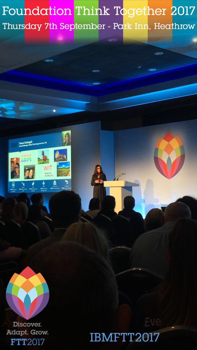 IBMFTT2017's tweet photo. Our UKI GTS General Manager Tosca Colangeli sharing her journey &amp; advice on how you can grow &amp; succeed. What a start to the day! #IBMFTT2017 https://t.co/xdvtJc7hXF