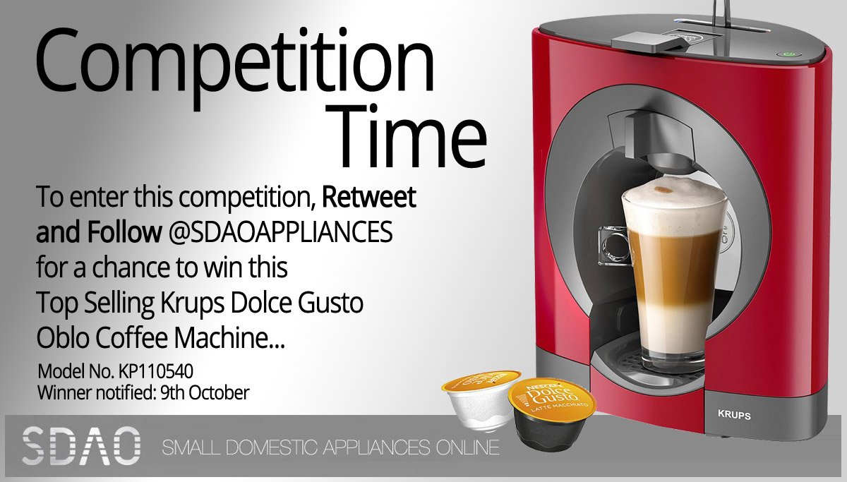 #RT & #Follow @SDAOAPPLIANCES for a chance #Win a Krups Coffee Maker. #Free #Competition #Giveaway. Drawn 9th October 2017. Good Luck!