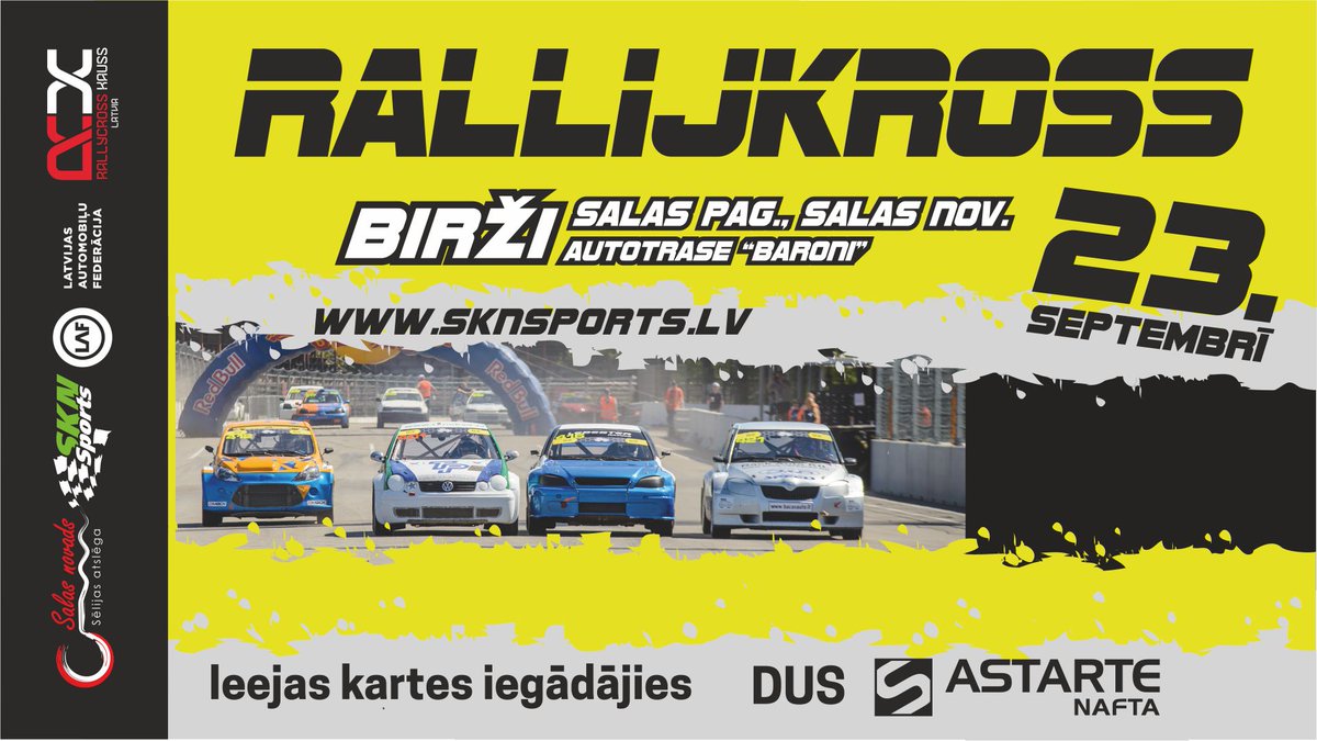<a href="/motorusvetki/">RallijkrosaKauss2017</a> Latvijas #Rallijkrosa 6.posma biļetes jau iegādājamas mūsu degvielas uzpildes stacijās. Info astarte.lv/lv/jaunumi/Ral…