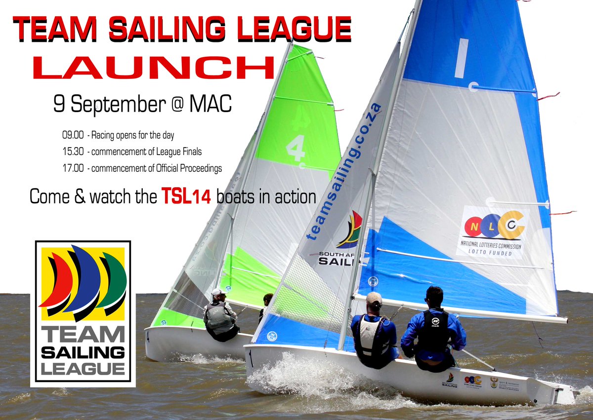 SailingRSA's tweet photo. Team Sailing - racing in 2 person dinghies , 3 boats in a team competing against another team in equally matched boats. see it all at MAC https://t.co/E6inZDnYKH