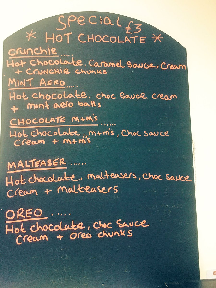 Relish1a's tweet photo. Come in and try one of our new hot chocolates 😍 https://t.co/bbrO8mOs6Y