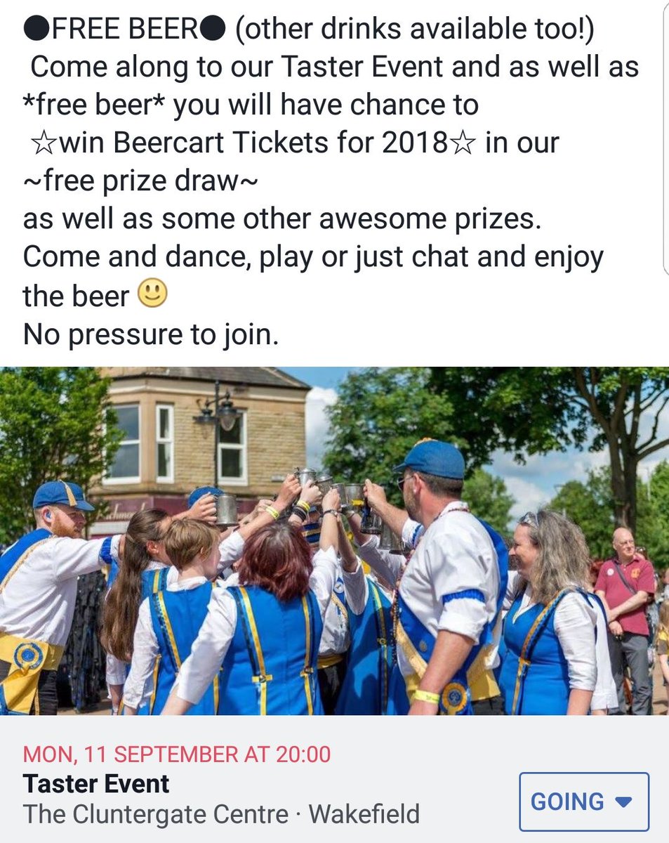 #wakefieldmorristaster next Monday, 11th Horbury Cluntergate from 8pm. <a href="/HorburyVillage/">Horbury Village</a> <a href="/CricketersHorb/">Cricketers Beerhouse Horbury</a> <a href="/WfldHospice/">Wakefield Hospice</a> <a href="/WakeExpress/">Wakefield Express</a> @hexadile