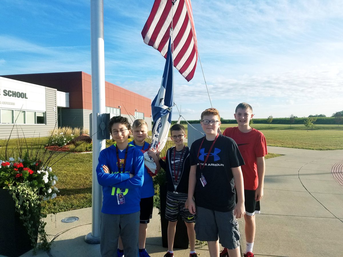 shane_haskell's tweet photo. These CMS students are in charge of raising and lowering the flags every school day. Good work guys!!! #CMSflock #caughtyoudoinggood https://t.co/Vaj3RVabaq