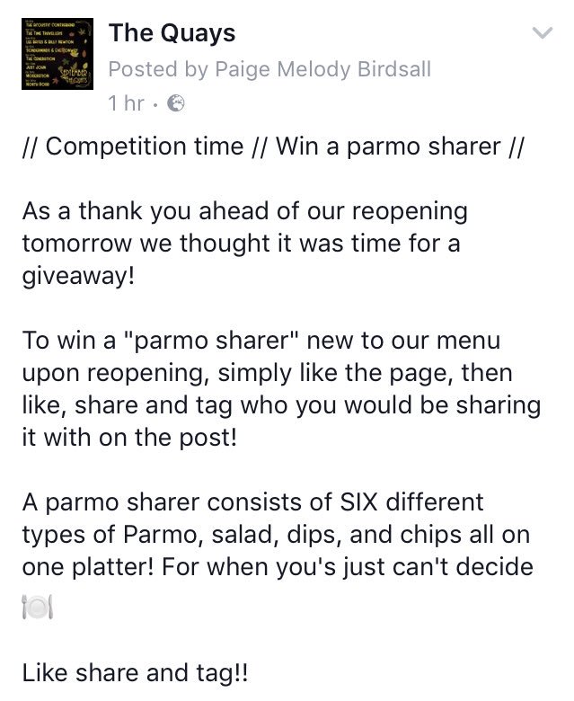 Head over to our Facebook page and enter our competition to win a free parmo sharer! #competition #parmo #win #darlington #newmenu #food