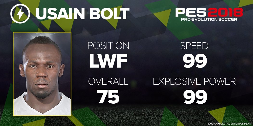 play_eFootball's tweet photo. It's @usainbolt! ⚡️ #PES2018 https://t.co/pBEuEPP7F2