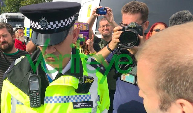Former UK soldiers, including Ben Griffin (ex-SAS) set up a Vehicle Check Point to search for banned weapons entering London #DSEi Arms Fair