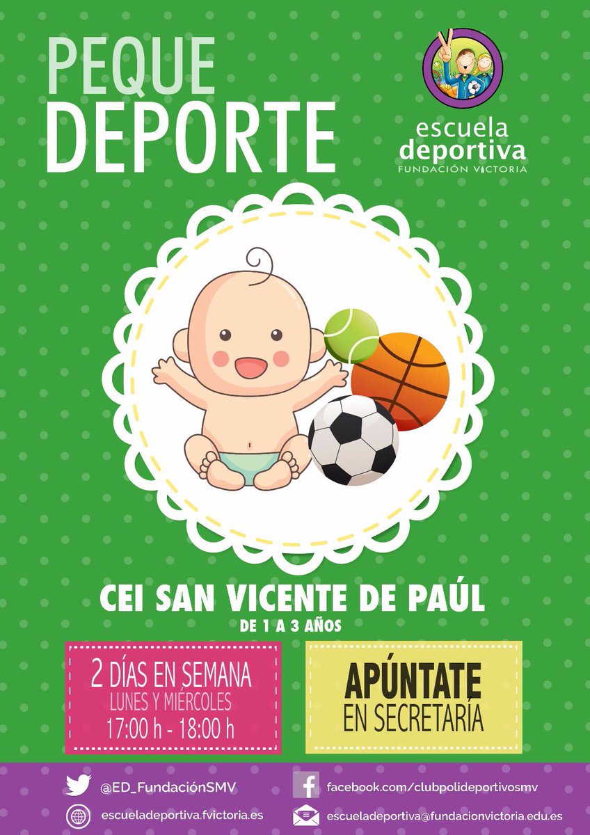 ED_FundacionSMV's tweet photo. Os presentamos una de las novedades de esta temporada. 
¡El PequeDeporte!👶🏼🏀

Infórmate. #DeporteenFamilia @CEIFundacion @fvictoria_es https://t.co/AaVv5zJgsF