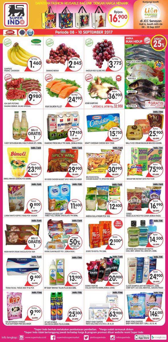InfoSuperIndo's tweet photo. Yuk belanja dengan  Promo Super Low Price di Super Indo yang terbit di Koran Kompas hari ini. Periode: 8 – 10 September 2017. #SuperIndo https://t.co/18sbymkk1i