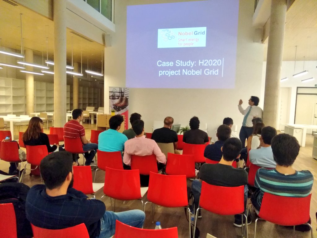 FinnovaEU's tweet photo. Presentamos @NobelGrid Proyecto H2020 #smartgrids  tractor de startups #cleantech en #ClimateKICAccelerator  @ClimateKICspain https://t.co/0AlDafg0NA