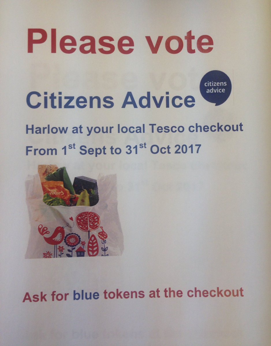 CabHarlow's tweet image. Please vote for Citizens Advice at your local Harlow Tesco checkout,