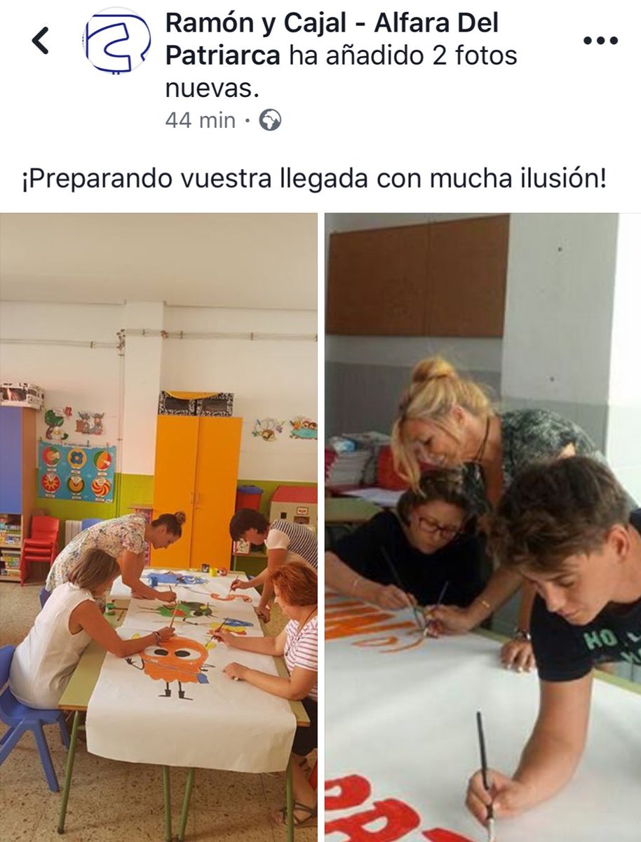 RamonyCajalAMPA's tweet photo. L@s profesor@s 👩🏽‍🏫👨‍🏫 están preparando la bienvenida a los alumn@s del Colegio Ramón y Cajal.👏🏽👏🏽👏🏽  Recuerda el lunes 11 de septiembre. https://t.co/AjsCM7llGa