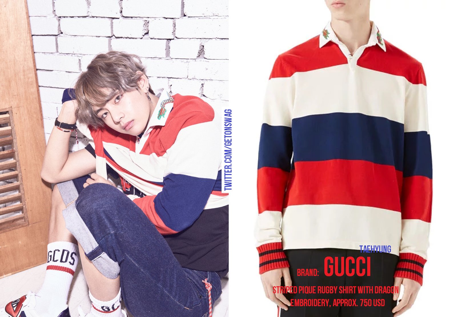 BTS V着用　VUIEL RUGBY SHIRT BTS V着用 VUIEL RUGBY SHIRT