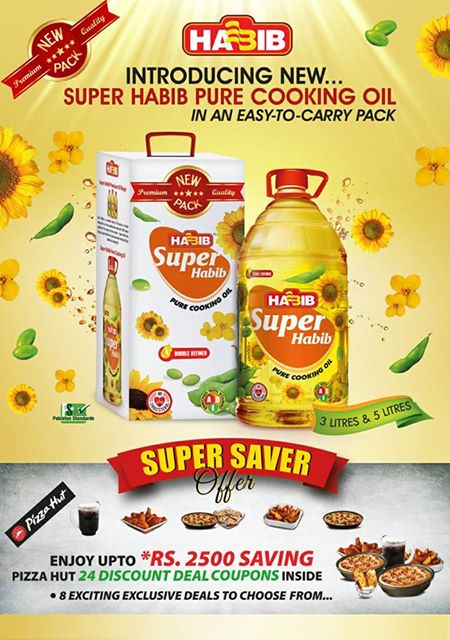 HabibOilMills's tweet photo. Special Consumer Promotion!
New #SuperHabib #PureCookingOil you will find #24DiscountedDealCoupons of #PIZZAHUT inside the BOX! https://t.co/7z5w5OYEb0