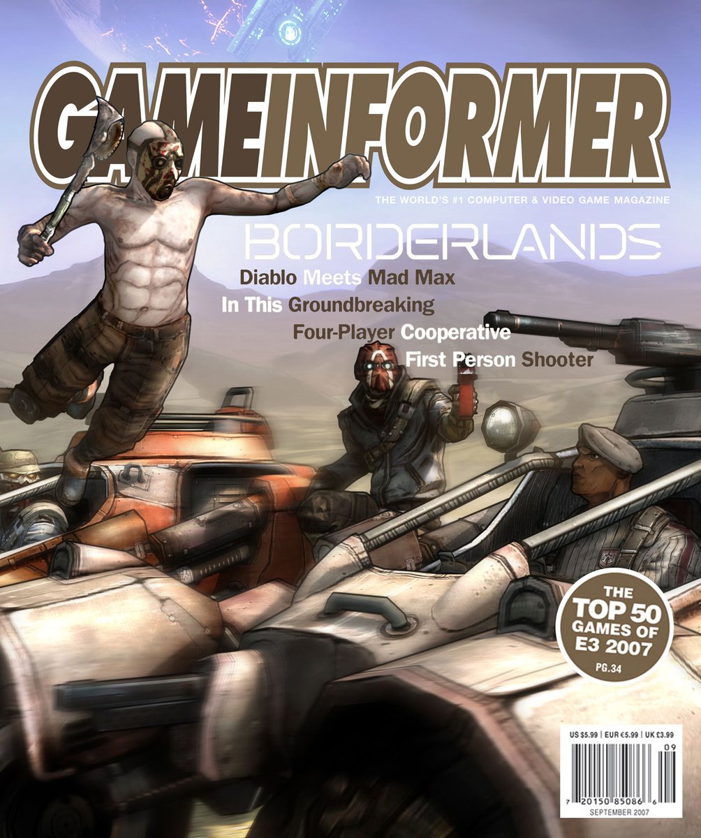 GearboxOfficial's tweet photo. It's the 10th Anniversary of @Borderlands' first @gameinformer cover! Check out the original story here! ➜ https://t.co/362bpaPTGC https://t.co/zCexkzfsH6