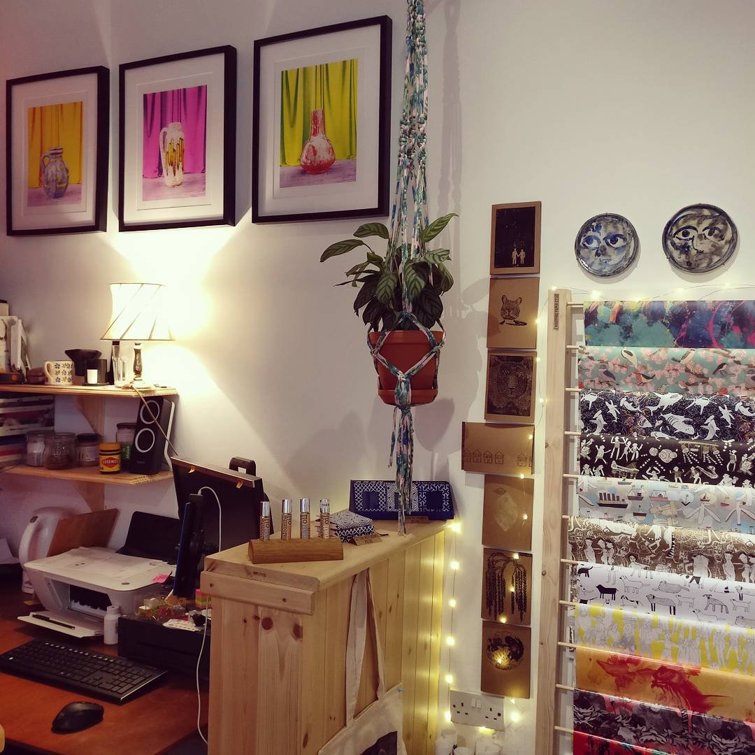 The new brightly coloured zone at Enki #macrame #hangingbasket #handmade #risograph  #neon #gifts #moseley #kingsheath