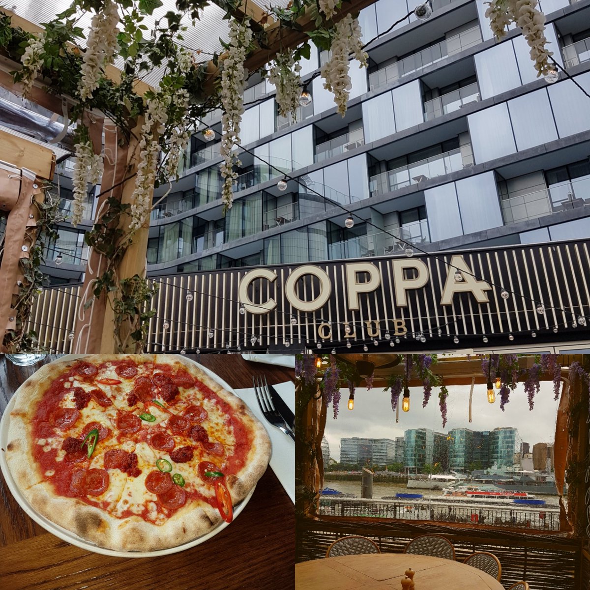 Coppa Club, near Tower Bridge!! Dine in a flower cabana overlooking the Thames!! Under £10pp