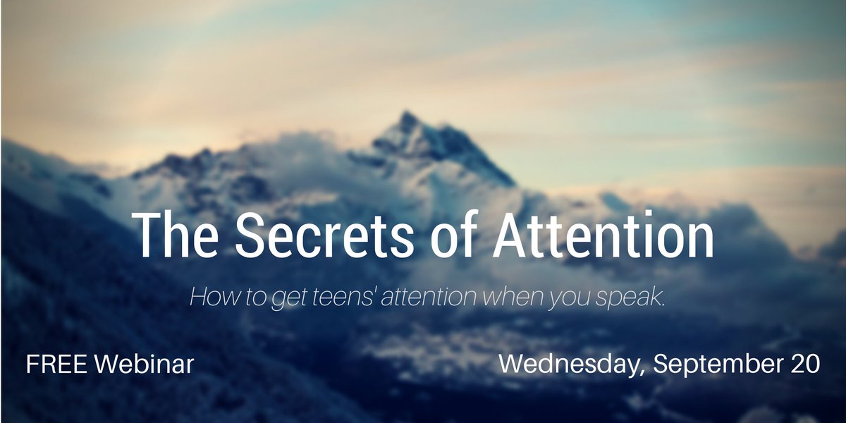 mattmaiberger's tweet photo. FREE WEBINAR - The Secrets of Attention: How to Get Teens' Attention When You Speak. https://t.co/zZzjgW4NQQ #stumin #youthmin #preaching https://t.co/eEKQ7TNH16