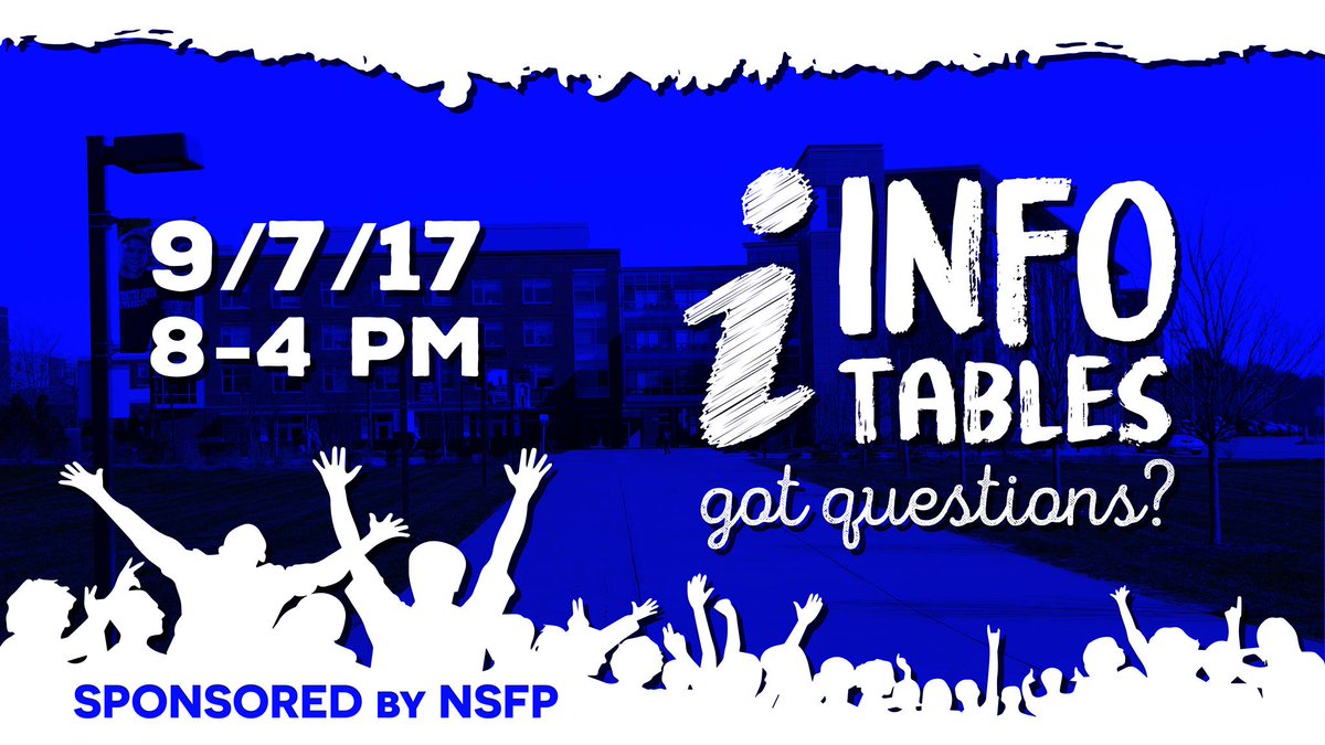 Off2BSU's tweet photo. Got Questions? We have answers! Stop by any of the 3 info tables TODAY from 8-4 in University Park, Moakley Lobby and Outside RCC! #off2bsu https://t.co/MHTRSQHwLx