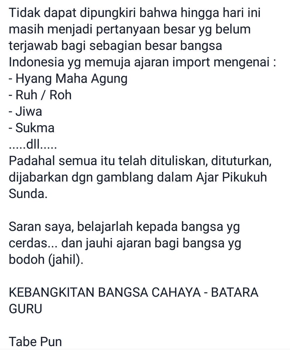 yustianata's tweet photo. #Ajar #Pikukuh #Sunda #pencerahan #BataraGuru #BangsaCahaya #Ajaran #Cerdas #Ruh #Roh #RUHang #ROHang #RUang https://t.co/50HzKtASrZ