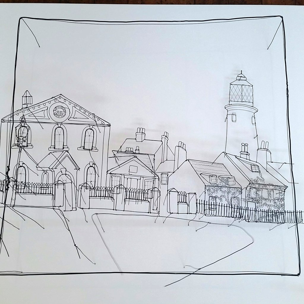 HelainaSharpley's tweet photo. #wirework #art #drawing #wire
'East Green, Southwold.' 
On it's way to @S_H_Gallery #southwold #gallery #suffolk https://t.co/vqPUyowM0E