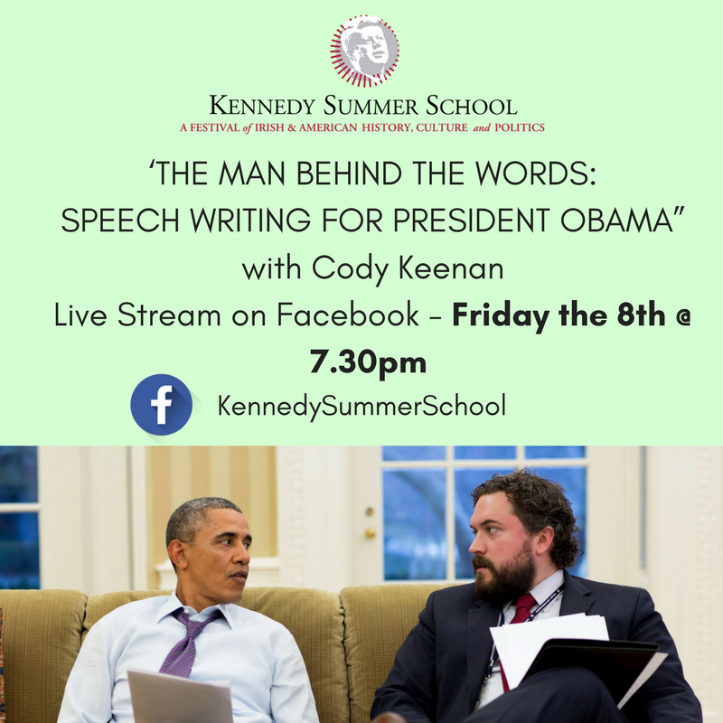 Cody Keenan’s talk ‘The Man Behind the Words’ will livestream at 7.30pm this evening! facebook.com/KennedySummerS…