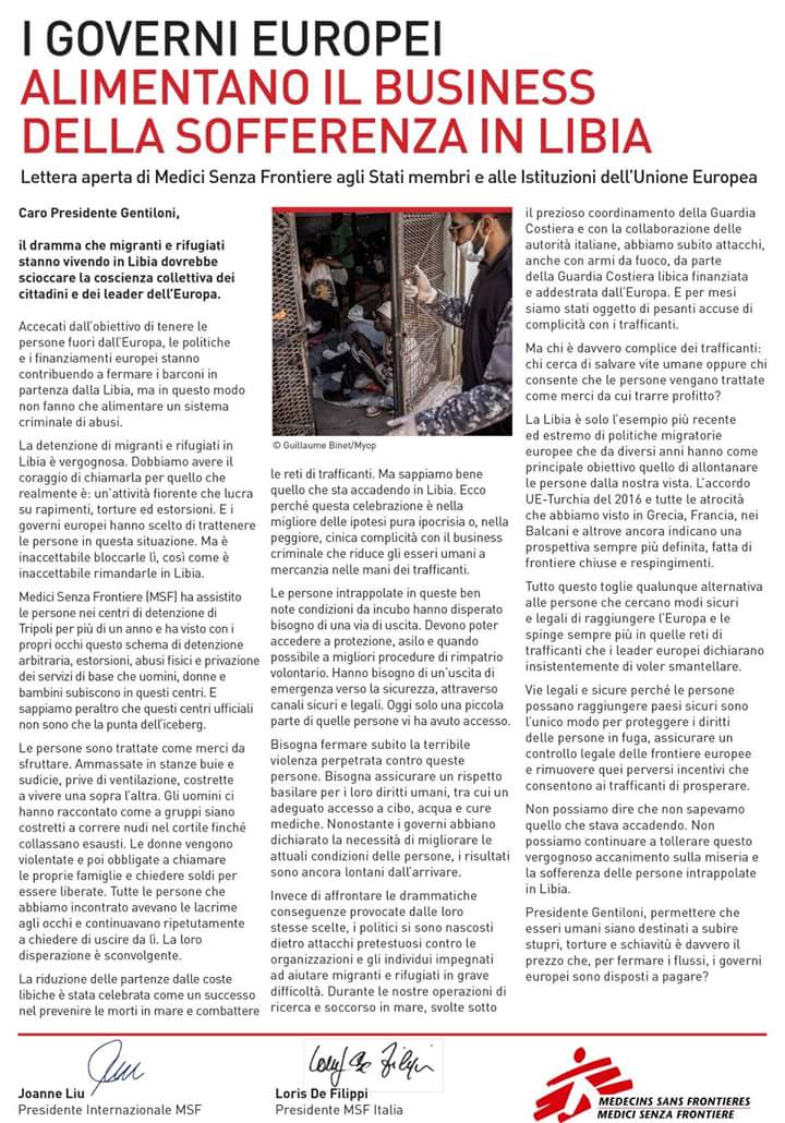 Non si potrà dire non sapevamo..
@LorisDeFilippi <a href="/MSF_ITALIA/">MediciSenzaFrontiere</a> scrivono a <a href="/PaoloGentiloni/">Paolo Gentiloni</a> 
Aspettiamo risposta!