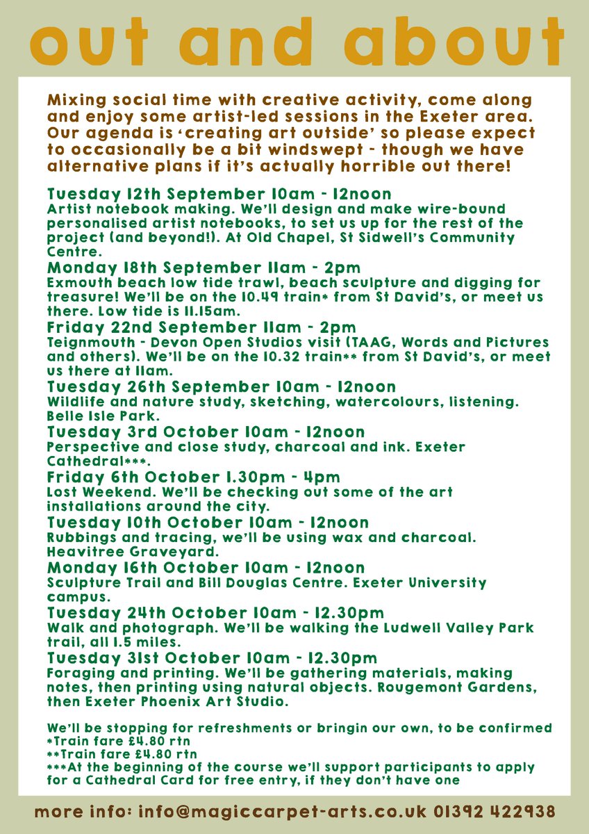 Out and About starts 12/9 @StSidwells and will take in <a href="/DevonArtistNet/">Devon Artist Network</a> @LostWeekendExe <a href="/ExeterCathedral/">ExeterCathedral</a> plus #graveyards #beaches and #parks