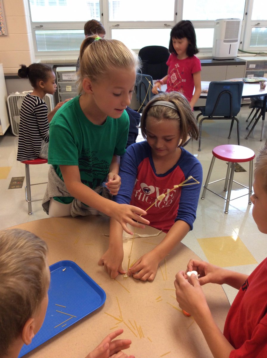 Fourth grade scientists work as a team to build the tallest tower #cherokeeinspires