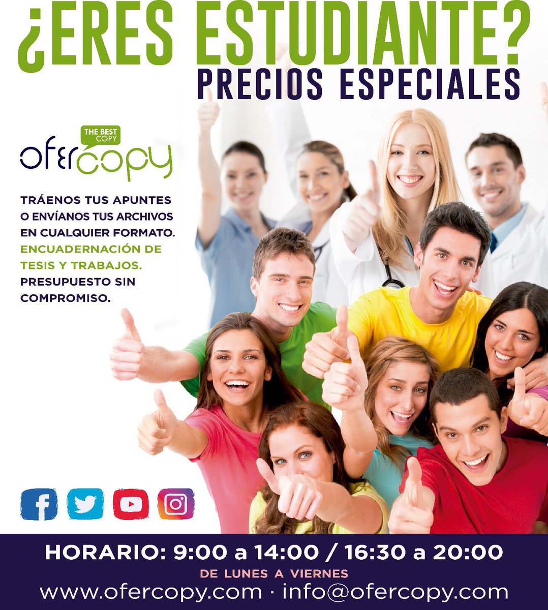 ofercopy's tweet image. ¡Empezamos septiembre con fuerza! Precios especiales para ti si eres estudiante 😱 Puedes venir o mandarnos un email a info@ofercopy.com 😏