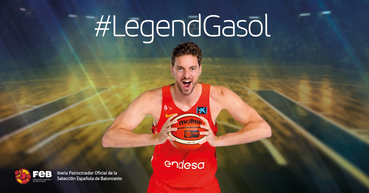Iberia's tweet photo. No todos los días te haces leyenda: ¡@paugasol, máximo anotador de la historia del #Eurobasket! 👏👏 Cada día es el primer día. #LegendGasol https://t.co/lNL5V1QVXK