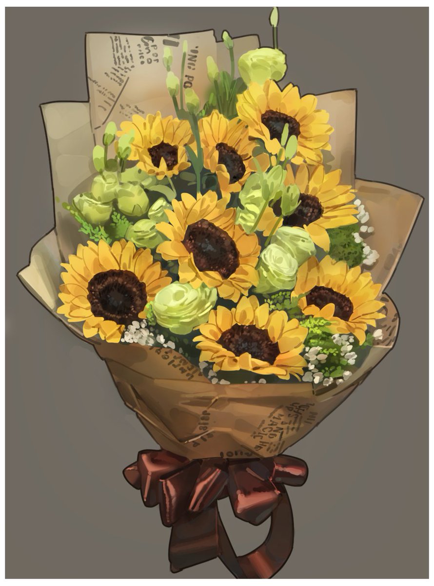 bouquet flower no humans still life sunflower yellow flower simple background  illustration images