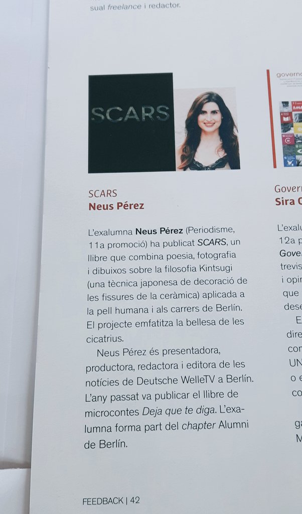 neusperez's tweet photo. Anar a recollir el títol a @BlanquernaFCRI anys després de llicenciar-te i trobar #SCARSbook a la revista dels #alumni :) https://t.co/VnhDszDhl3