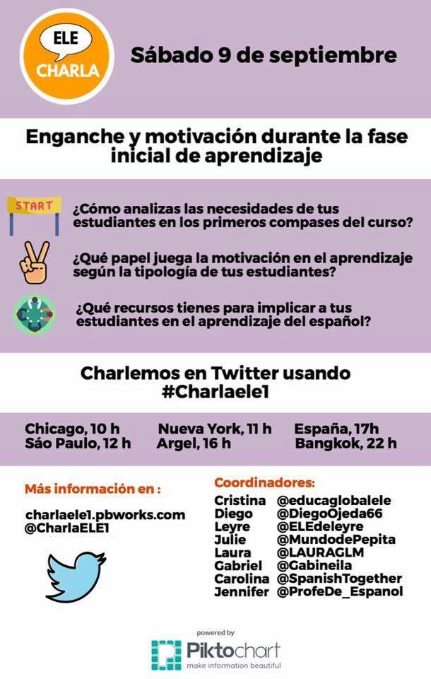 gabineila's tweet photo. El sábado 9 vuelve #charlaele1 Os esperamos en el inicio de curso para seguir charlando de temas de interés en el mundo de #ele #twitterele https://t.co/Tk7ESVqMlV