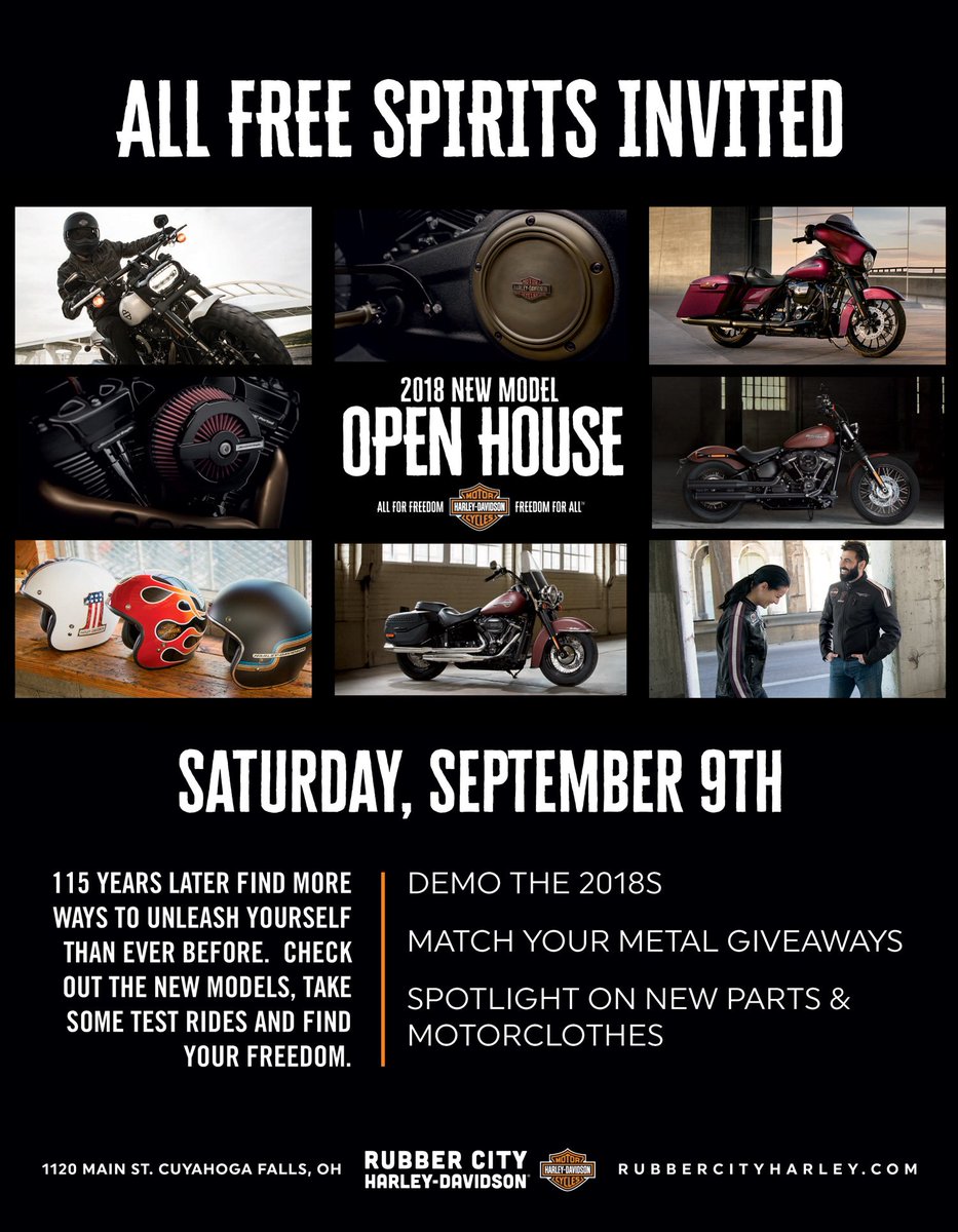 RubberCityHD's tweet photo. Join us Saturday for our 2018 New Model Open House and experience the all-new Softail lineup for yourself! https://t.co/ZMXu3qodji