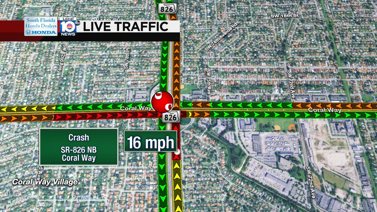 Crash on SR-826 NB at Coral Way #traffic #miami https://t.co/LTQYkz5ZUm
