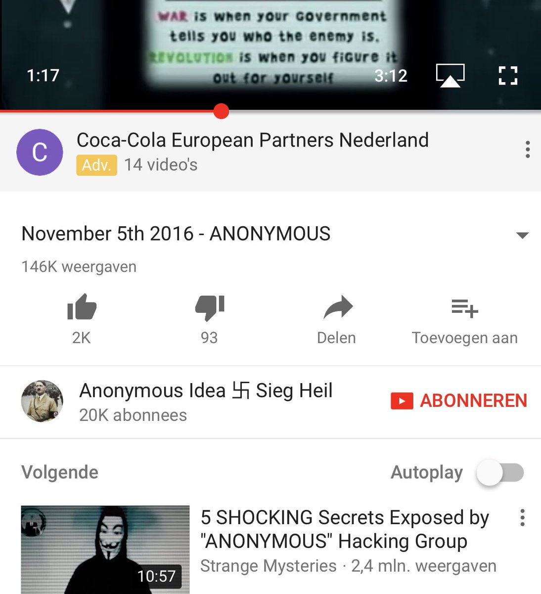 jeromexl's tweet photo. After all the ad struggle on youtube. Im sure coke is gonna be thrilled that their add is shown on pages like these. 🤔 #MakesYouWonder https://t.co/xkA6mEDzjR