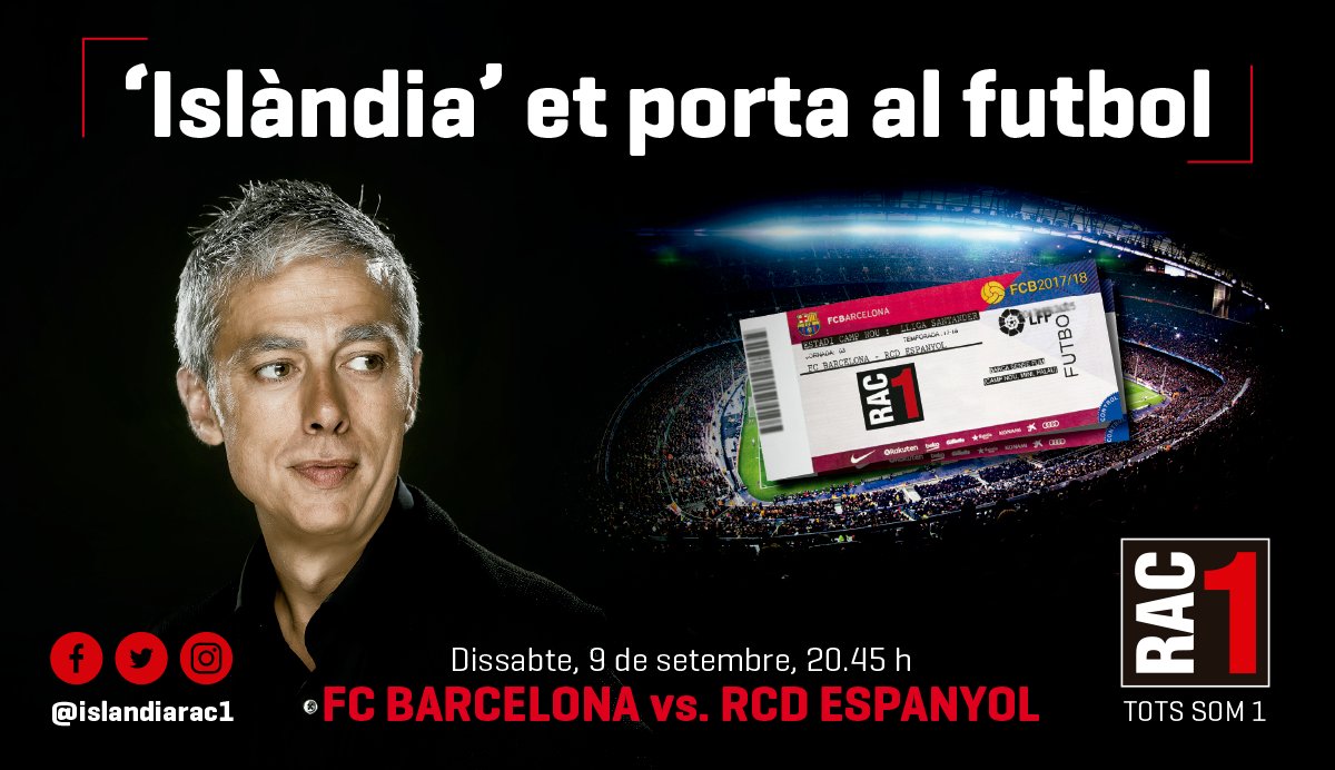 SORTEIG! Podeu guanyar una entrada doble per anar al Barça-Espanyol d'aquest dissabte. Ens heu de seguir i fer RT d'aquesta publicació!