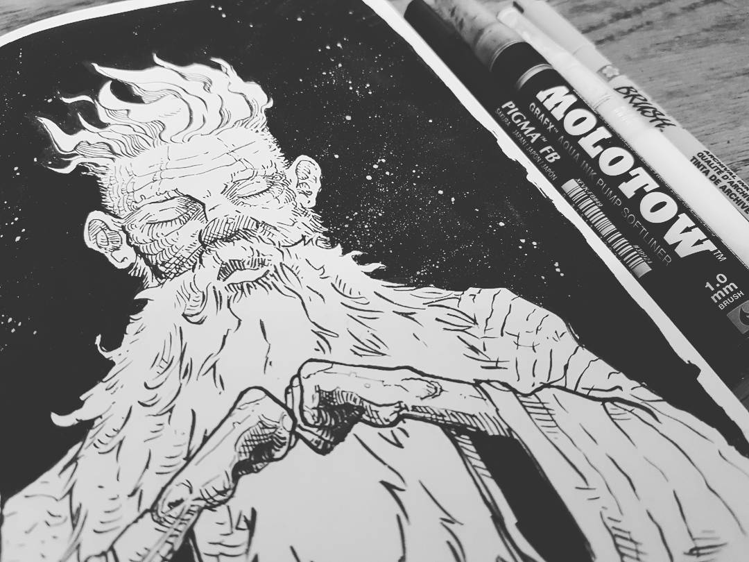 diegofriasdelv's tweet photo. Moleskine Sketchbook - Old man. #pigma #molotow #brushpen #drawing #illustration #johnkillink #characterdesign #sketch https://t.co/uC4d3h5a76