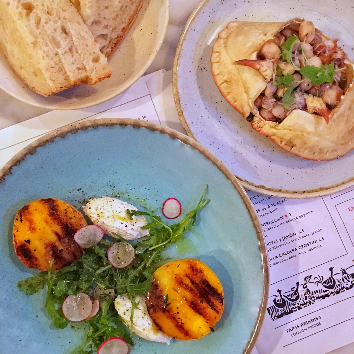 Tapas <a href="/Brindisa/">Brindisa</a> in Rupert St tonight was rather lovely indeed - the grilled peach! 🍑👌🏻