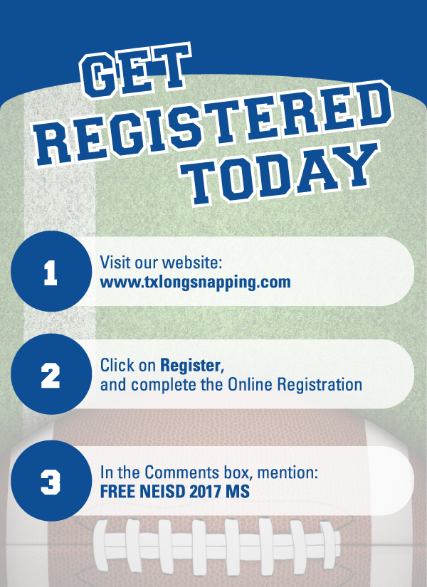 CONREYD1's tweet photo. FREE Long Snapping Camp this Sun, Sept 10!
Register Here! > https://t.co/VU1yMKIKrN
#txlongsnapping #longsnapping #neisd #middleschool #camp https://t.co/mV9dJpwqqF