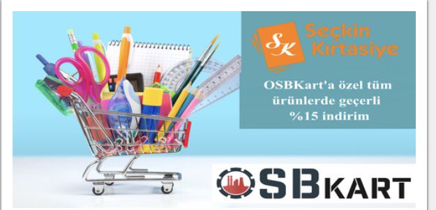Okul alışverişleriniz OSBKart ile daha avantajlı.Çerkezköy Seçkin Kırtasiye'de tüm ürünlerde OSBKart'a özel %15 indirim sizleri bekliyor.