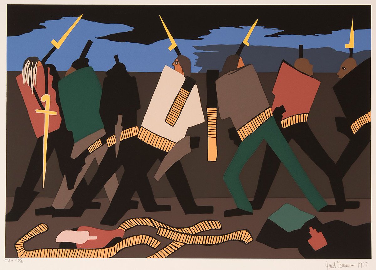 AkronArtMuseum's tweet photo. Why the works of #JacobLawrence still resonate 100 yrs after his birth: https://t.co/vH7swFZlpH #JohnBrown #Serialintent https://t.co/VXT1MFkDSw