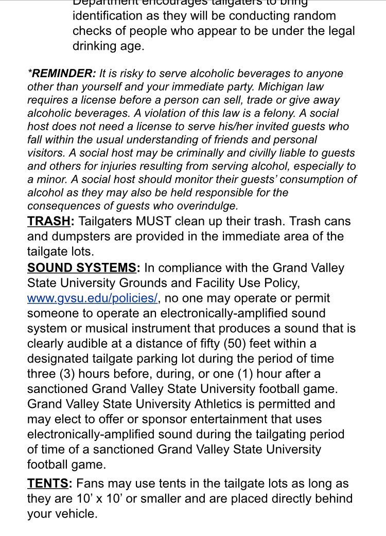 PSA: campus tailgate has new rules this year. Check it out, be safe, and have fun this weekend!