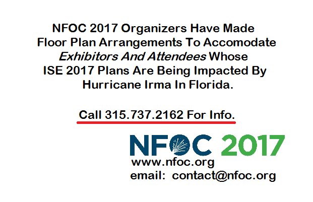 TheNFOC's tweet photo. @ISE_Magazine We've Made Arrangements To Accommodate #iseexpo2017 Exhibitors & Attendees at next week's @TheNFOC in central NYS. Call asap for info. https://t.co/iL3EmK7xvq