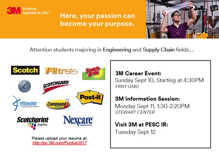 It is almost time for <a href="/purdueesc/">PESC</a>'s #IR with over 360 employers! Note that <a href="/3M/">3M</a> has announced events that will begin this Sunday.