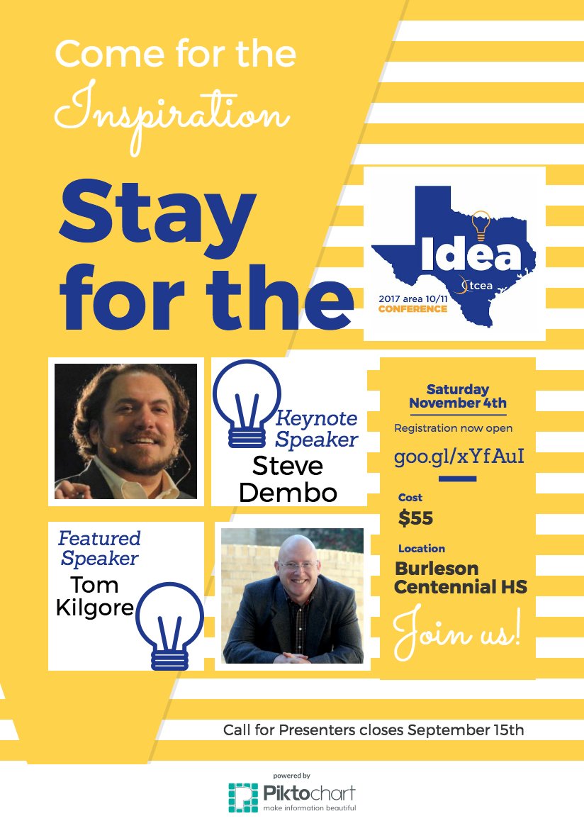sellason's tweet photo. There's still time to be a presenter @tcea Area 10/11 Conference or just come hang out for a day of learning https://t.co/LvC3wCGFJc #edtech https://t.co/X2yxWDDgfx