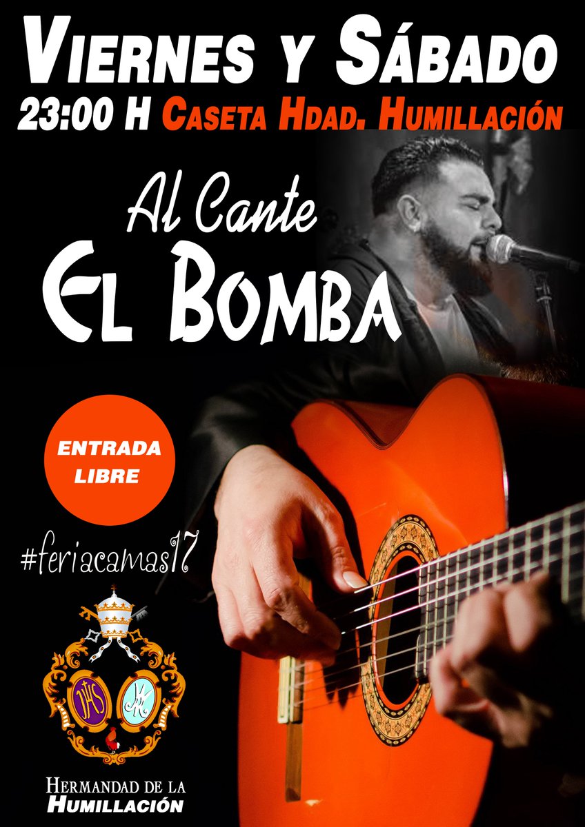 hdadhumillacion's tweet photo. Mañana Viernes y el  Sábado en Nuestra Caseta del Recinto Ferial, podremos disfrutar de la actuación de EL BOMBA.
!!! NO OS LO PERDÁIS !!! https://t.co/NEaGLTjukf